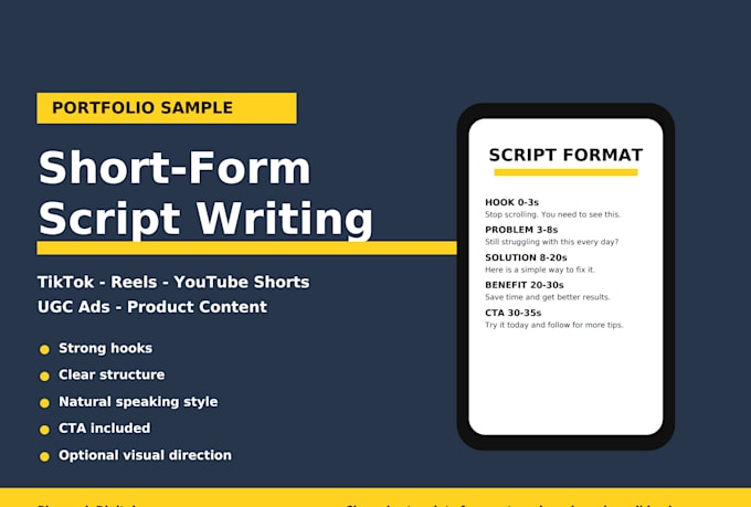 write short form video scripts for tiktok reels and youtube shorts